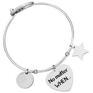 Bracciale rigido donna con charms e incisione su due lati - "No matter when.." -Beloved_gioielli