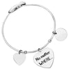 Bracciale rigido donna con charms e incisione su due lati - "No matter where.." -Beloved_gioielli