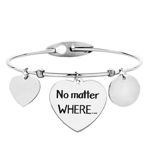 Bracciale rigido donna con charms e incisione su due lati - "No matter where.." -Beloved_gioielli