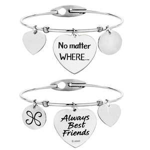 Bracciale rigido donna con charms e incisione su due lati - "No matter where.." -Beloved_gioielli