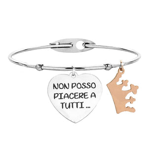 Bracciale rigido donna con charms e incisione su due lati - "Non posso piacere a tutti.." -Beloved_gioielli