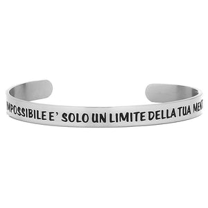 Bracciale rigido donna o uomo 6 mm con incisione - "Impossibile è solo..." -Beloved_gioielli