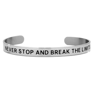 Bracciale rigido donna o uomo 6 mm con incisione - "Never stop and..." -Beloved_gioielli