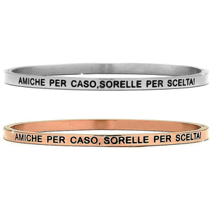 Bracciale rigido in acciaio inossidabile con incisione - "Amiche per caso, sorelle per scelta!" -Beloved_gioielli