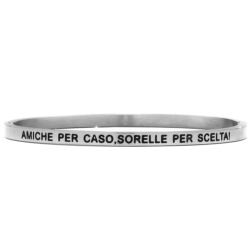 Bracciale rigido in acciaio inossidabile con incisione - "Amiche per caso, sorelle per scelta!" -Beloved_gioielli