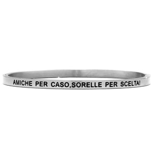 Bracciale rigido in acciaio inossidabile con incisione - "Amiche per caso, sorelle per scelta!" -Beloved_gioielli