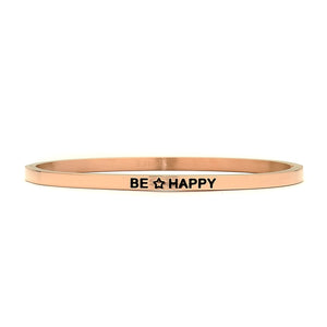 Bracciale rigido in acciaio inossidabile con incisione - "Be happy" -Beloved_gioielli