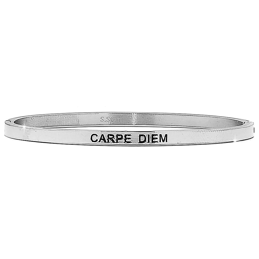 Bracciale rigido in acciaio inossidabile con incisione - "Carpe diem" -Beloved_gioielli