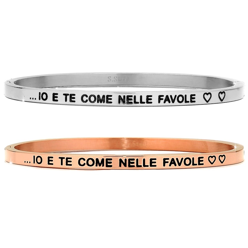 Bracciale rigido in acciaio inossidabile con incisione - "Io e te come nelle favole" -Beloved_gioielli