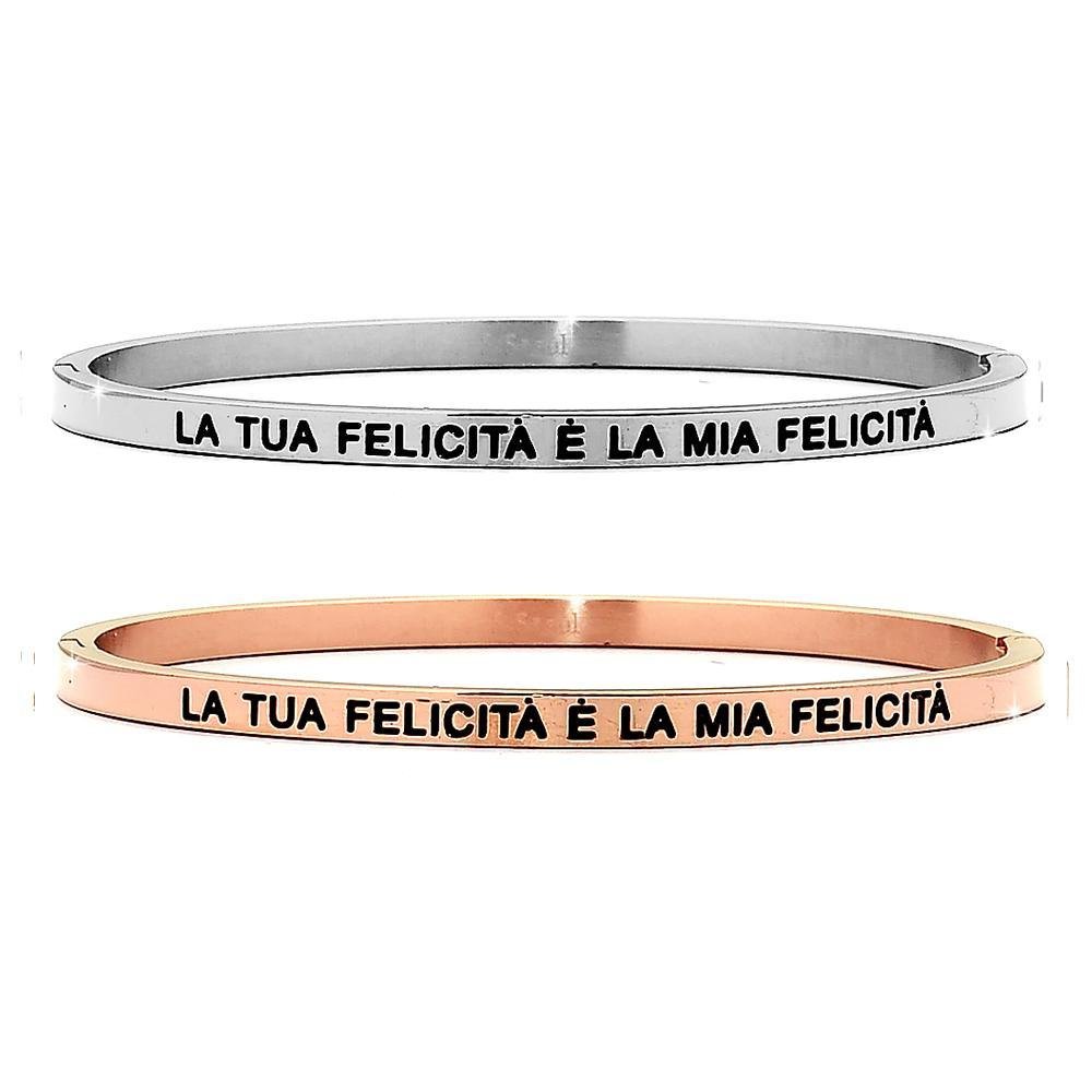 Bracciale rigido in acciaio inossidabile con incisione - "La tua felicità è la mia felicità" -Beloved_gioielli