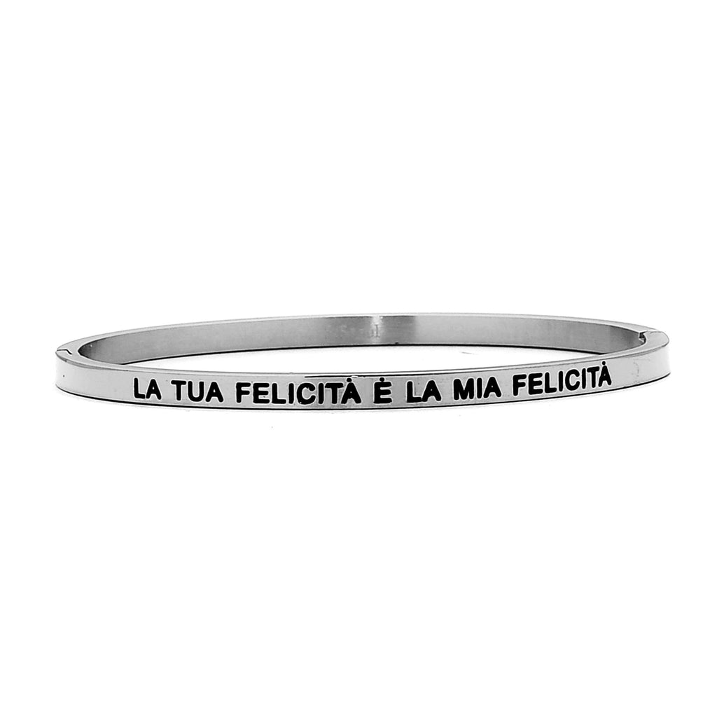 Bracciale rigido in acciaio inossidabile con incisione - "La tua felicità è la mia felicità" -Beloved_gioielli