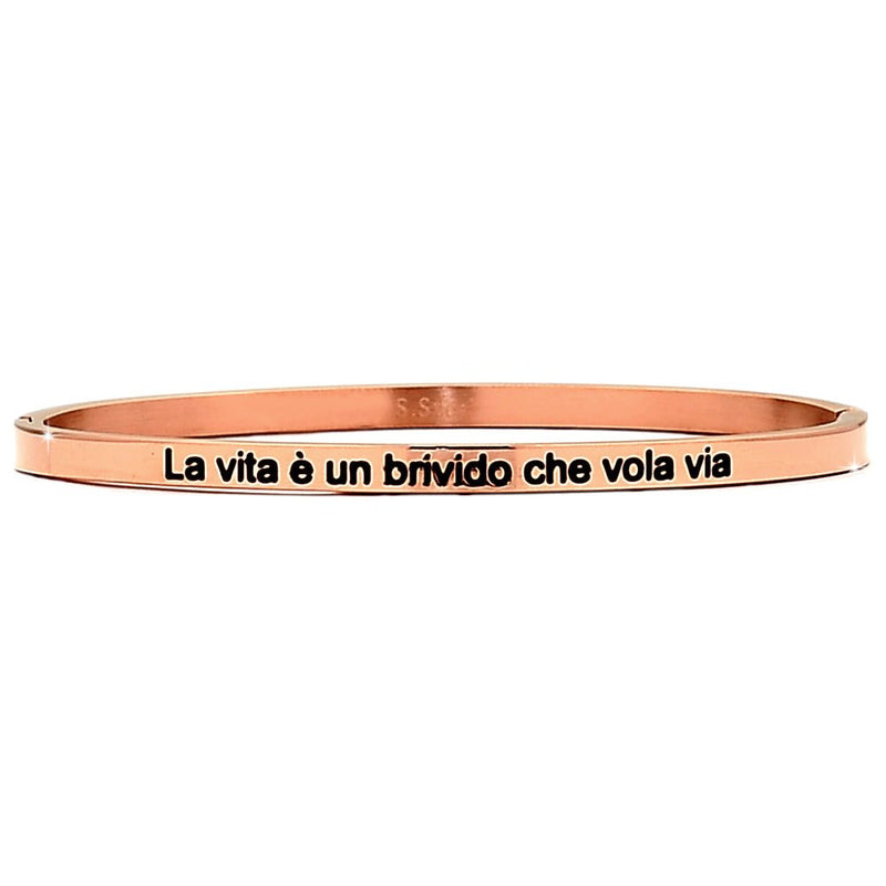 Bracciale rigido in acciaio inossidabile con incisione - "La vita è un brivido che vola via" -Beloved_gioielli