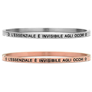 Bracciale rigido in acciaio inossidabile con incisione - "L'essenziale è invisibile agli occhi" -Beloved_gioielli