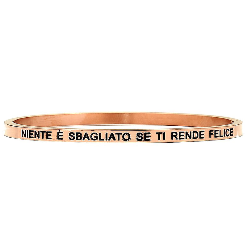 Bracciale rigido in acciaio inossidabile con incisione - "Niente è sbagliato se ti rende felice" -Beloved_gioielli