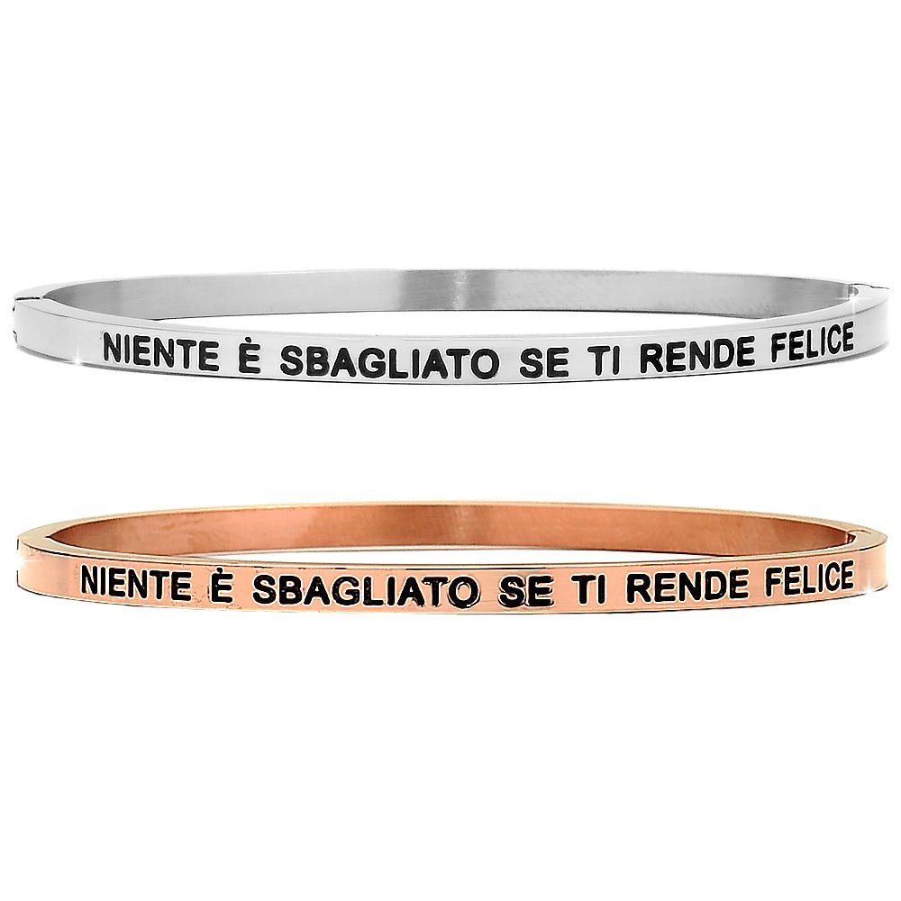 Bracciale rigido in acciaio inossidabile con incisione - "Niente è sbagliato se ti rende felice" -Beloved_gioielli