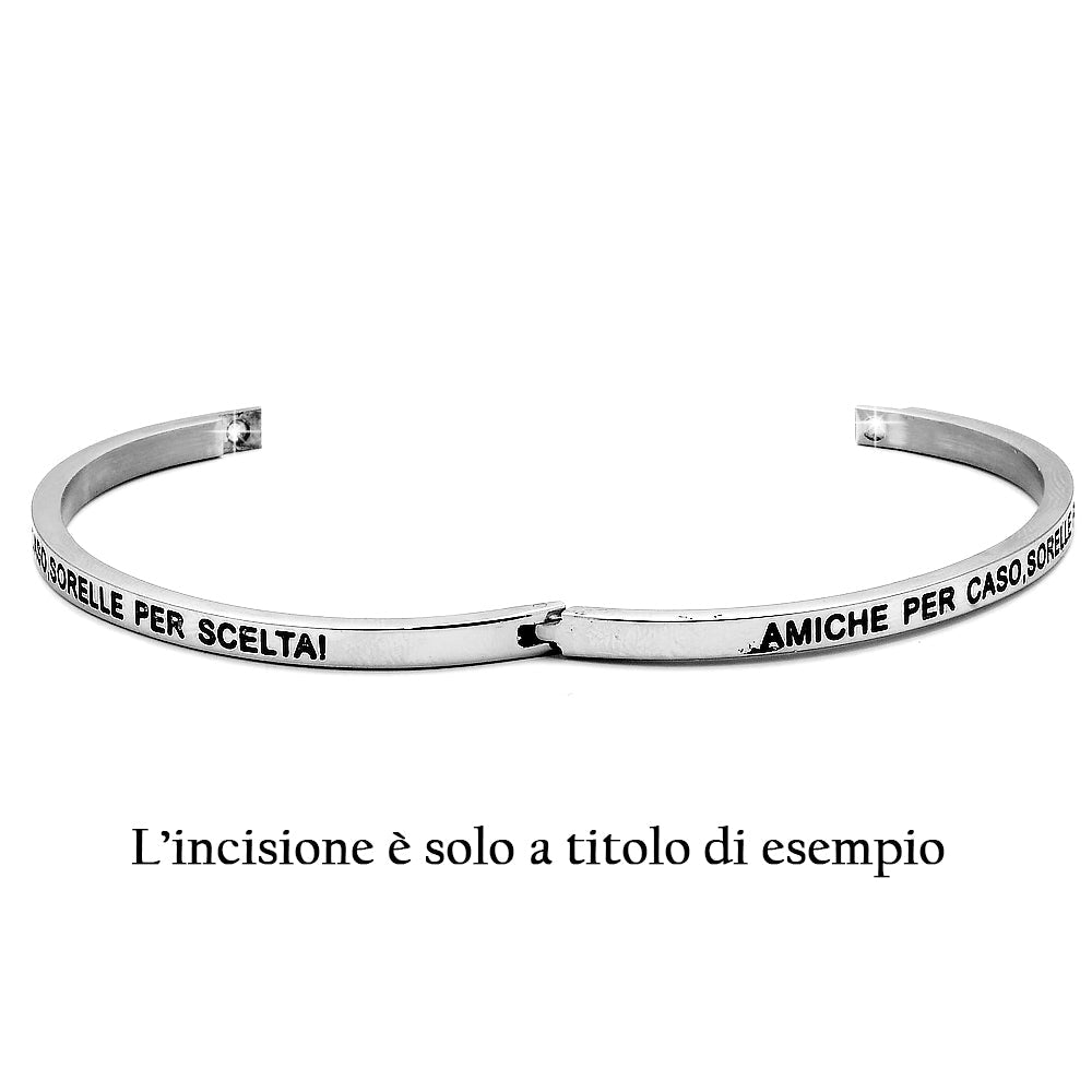 Bracciale Sacramore rigido con frase incisa personalizzabile in argento Bracciale Sacramore rigido con frase incisa personalizzabile in argento