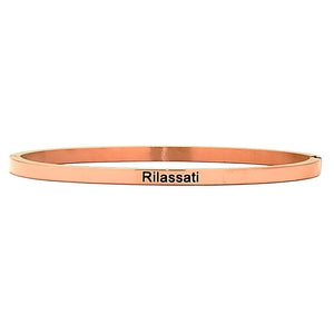 Bracciale rigido in acciaio inossidabile con incisione - "Rilassati" -Beloved_gioielli