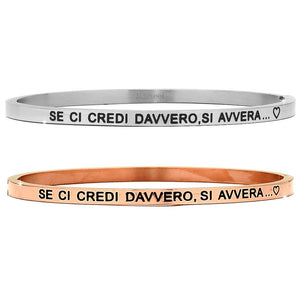 Bracciale rigido in acciaio inossidabile con incisione - "Se ci credi davvero si avvera" -Beloved_gioielli