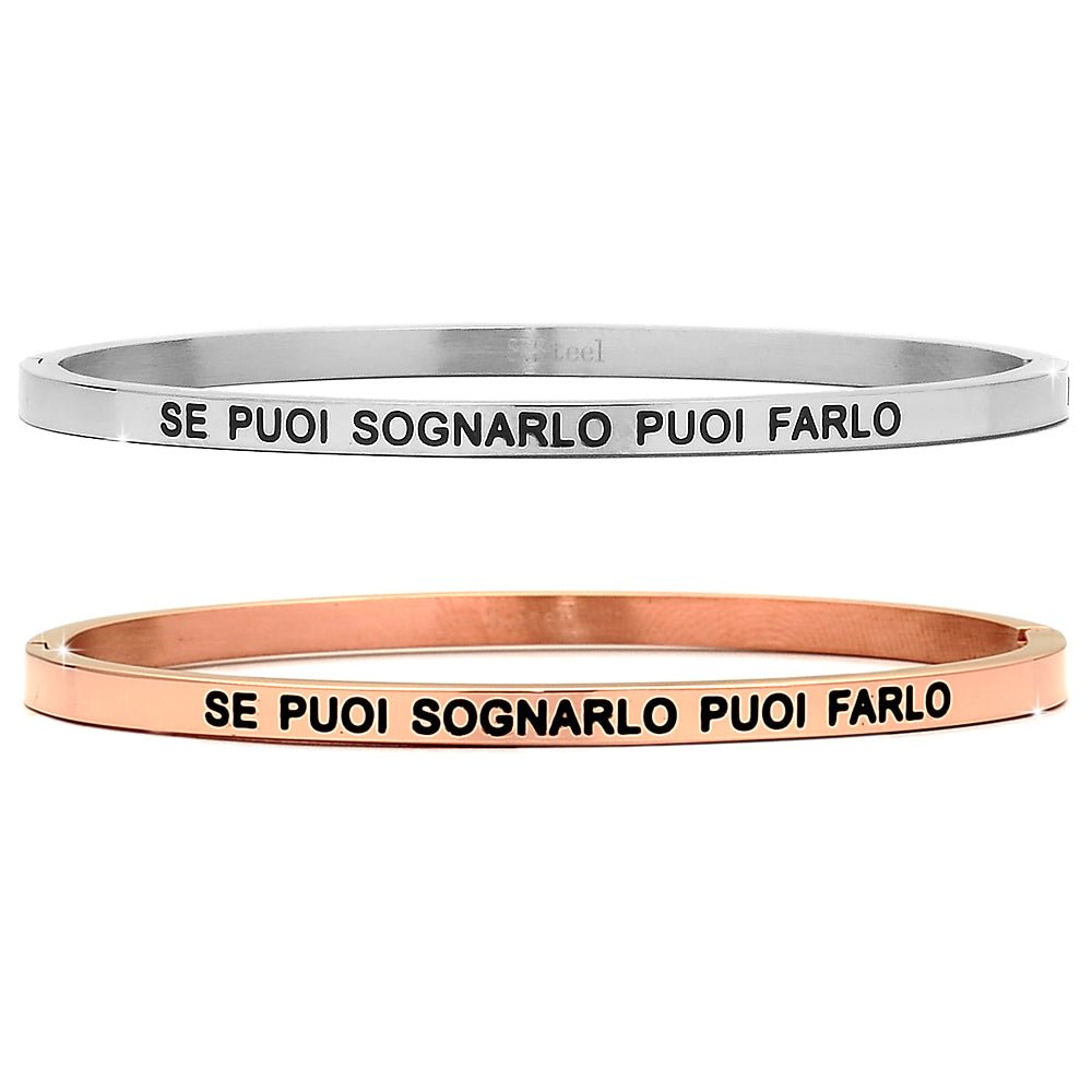 Bracciale rigido in acciaio inossidabile con incisione - "Se puoi sognarlo puoi farlo" -Beloved_gioielli