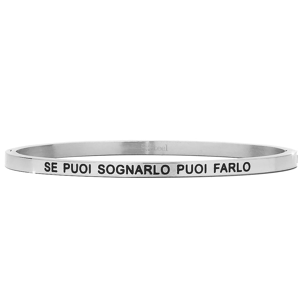 Bracciale rigido in acciaio inossidabile con incisione - "Se puoi sognarlo puoi farlo" -Beloved_gioielli