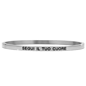 Bracciale rigido in acciaio inossidabile con incisione - "Segui il tuo cuore" -Beloved_gioielli