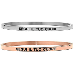 Bracciale rigido in acciaio inossidabile con incisione - "Segui il tuo cuore" -Beloved_gioielli