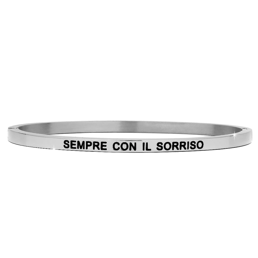 Bracciale rigido in acciaio inossidabile con incisione - "Sempre con il sorriso" -Beloved_gioielli