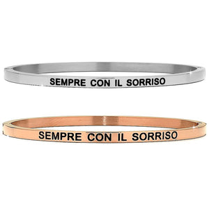 Bracciale rigido in acciaio inossidabile con incisione - "Sempre con il sorriso" -Beloved_gioielli