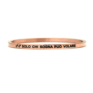 Bracciale rigido in acciaio inossidabile con incisione - "Solo chi sogna può volare" -Beloved_gioielli