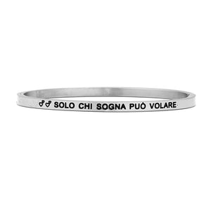 Bracciale rigido in acciaio inossidabile con incisione - "Solo chi sogna può volare" -Beloved_gioielli