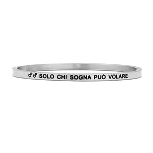 Bracciale rigido in acciaio inossidabile con incisione - "Solo chi sogna può volare" -Beloved_gioielli