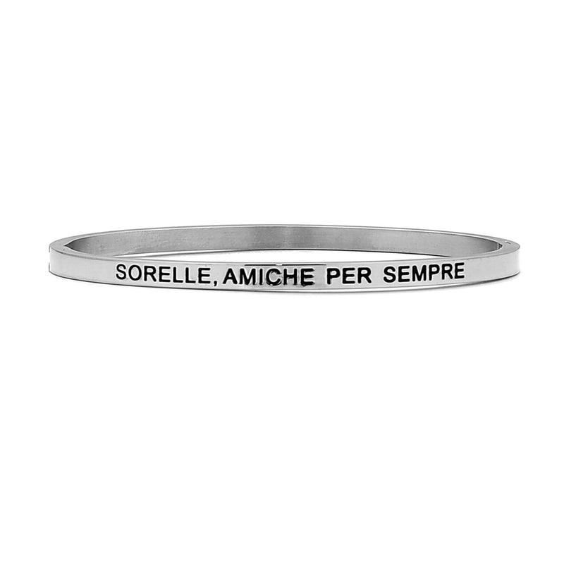 Bracciale rigido in acciaio inossidabile con incisione - "Sorelle amiche per sempre" -Beloved_gioielli