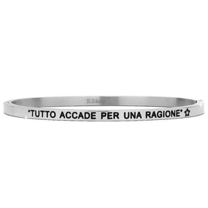 Bracciale rigido in acciaio inossidabile con incisione - "Tutto accade per una ragione" -Beloved_gioielli