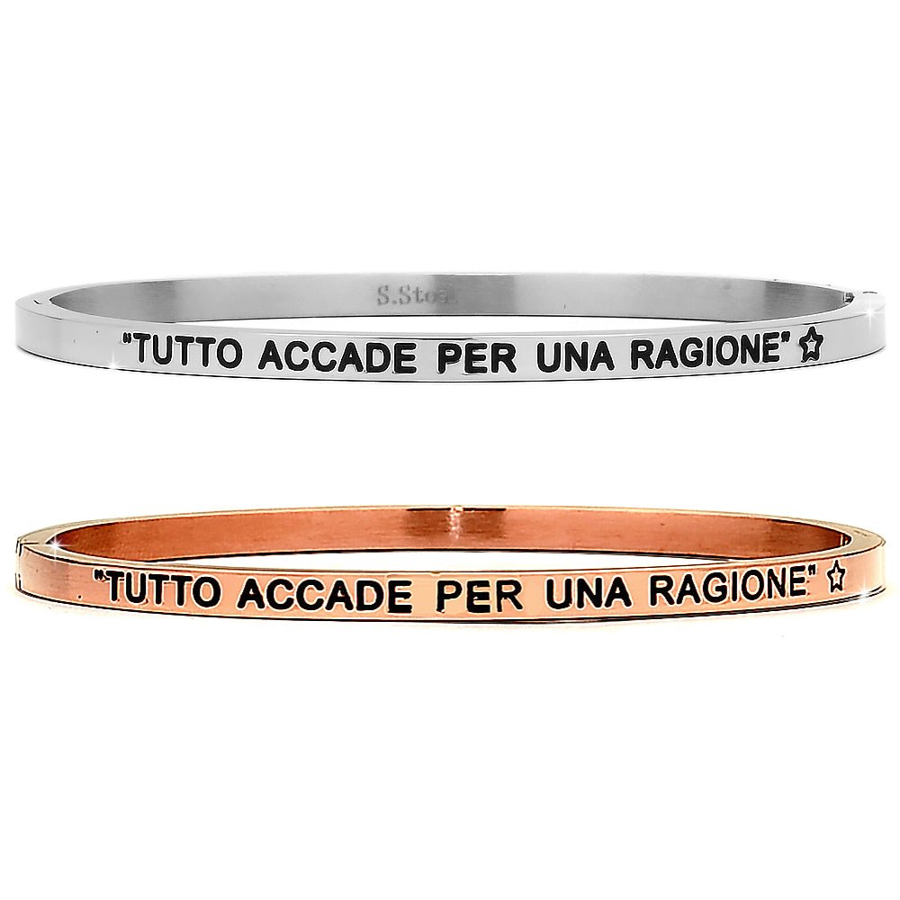 Bracciale rigido in acciaio inossidabile con incisione - "Tutto accade per una ragione" -Beloved_gioielli