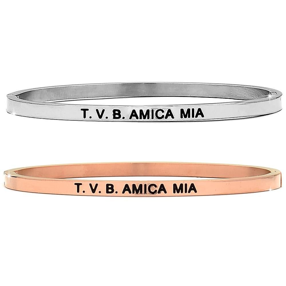 Bracciale rigido in acciaio inossidabile con incisione - "TVB amica mia" -Beloved_gioielli