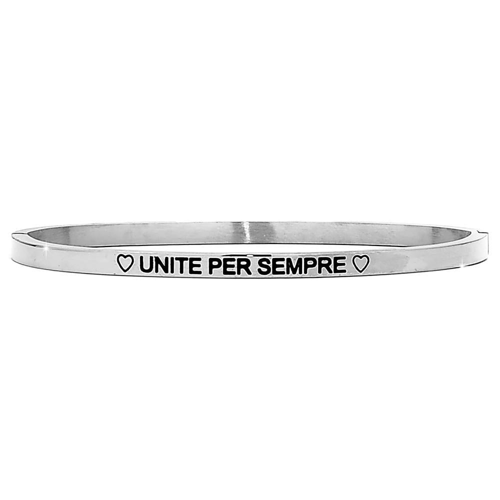 Bracciale rigido in acciaio inossidabile con incisione - "Unite per sempre" -Beloved_gioielli