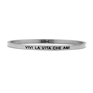 Bracciale rigido in acciaio inossidabile con incisione - "Vivi la vita che ami" -Beloved_gioielli