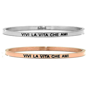 Bracciale rigido in acciaio inossidabile con incisione - "Vivi la vita che ami" -Beloved_gioielli