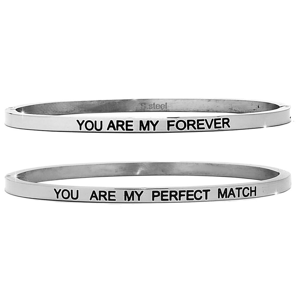 Bracciale rigido in acciaio inossidabile con incisione - "You are my forever..." -Beloved_gioielli