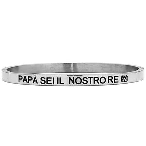 Bracciale rigido in acciaio inossidabile uomo con incisione - "PAPA' SEI IL NOSTRO RE" -Beloved_gioielli