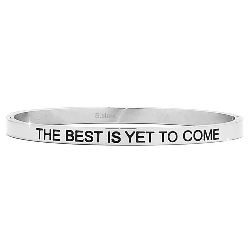 Bracciale rigido in acciaio inossidabile uomo con incisione - "THE BEST IS YET TO COME" -Beloved_gioielli