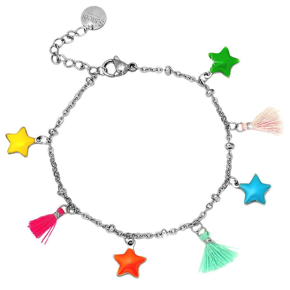 Bracciale SUMMER VIBES con charm smaltati e nappine - Stelle -Beloved_gioielli