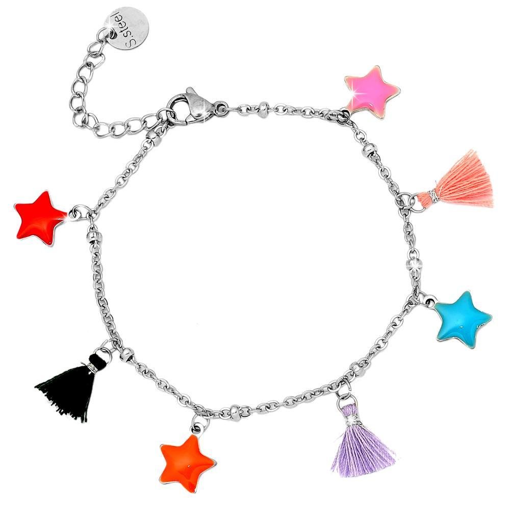 Bracciale SUMMER VIBES con charm smaltati e nappine - Stelle -Beloved_gioielli