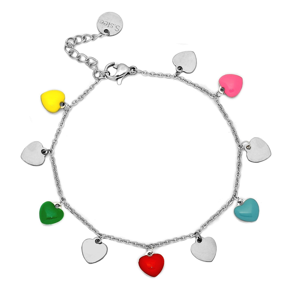 Bracciale SUMMER VIBES con charm smaltati Silver - Cuori -Beloved_gioielli