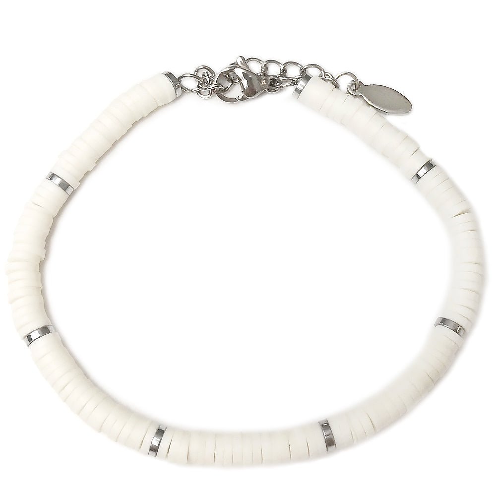 Bracciale SUMMER VIBES Rubber in acciaio - Silver e Bianco -Beloved_gioielli