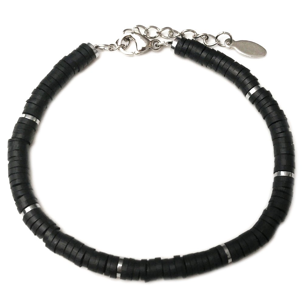 Bracciale SUMMER VIBES Rubber in acciaio - Silver e Nero -Beloved_gioielli