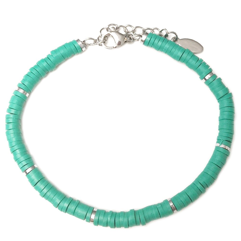 Bracciale SUMMER VIBES Rubber in acciaio - Silver e Verde -Beloved_gioielli