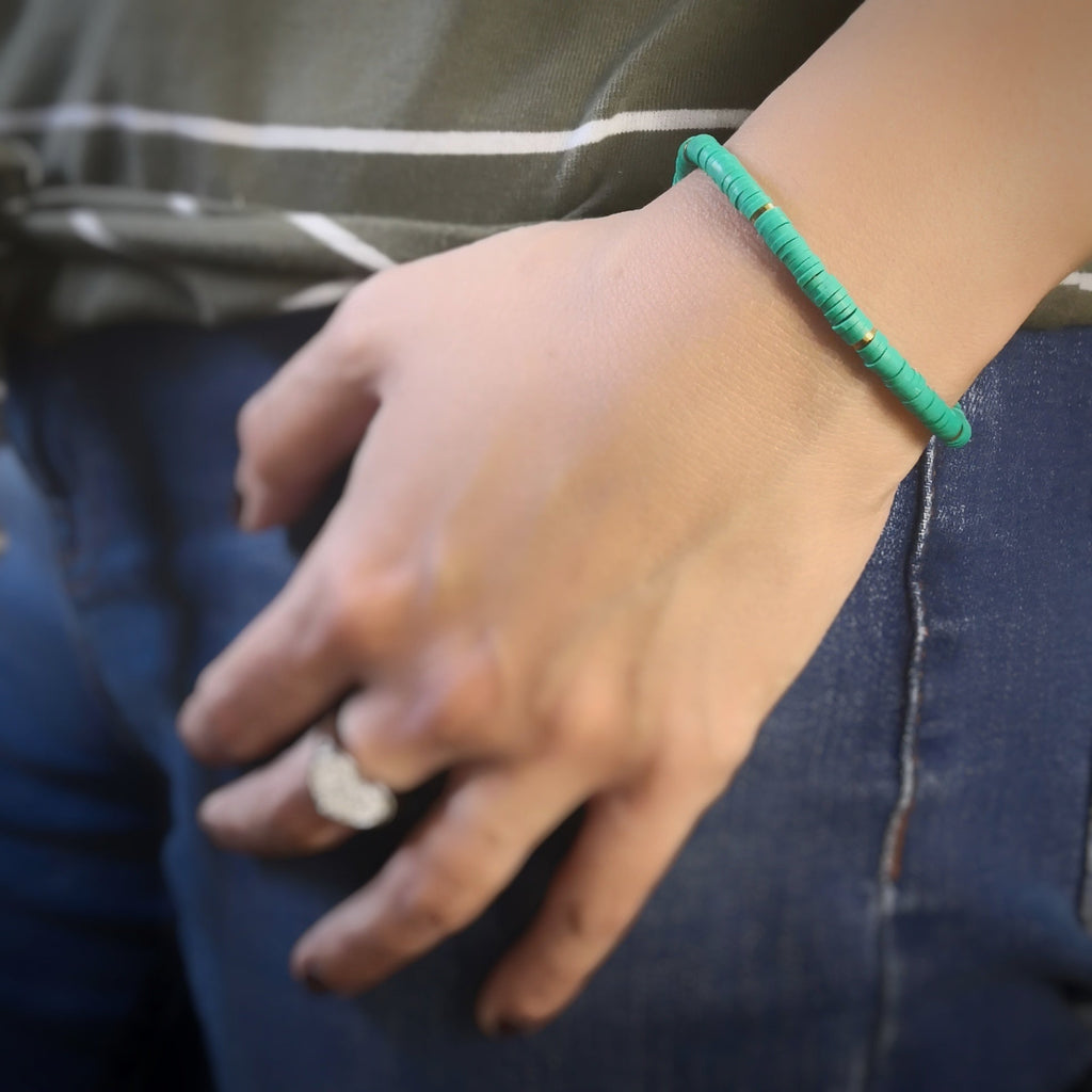 Bracciale SUMMER VIBES Rubber in acciaio - Silver e Verde -Beloved_gioielli