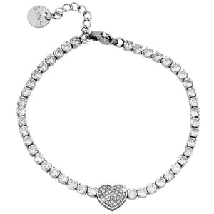 Bracciale Tennis con cristalli bianchi - Cuore -Beloved_gioielli