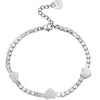 Bracciale Tennis con cristalli bianchi e tre charms - Cuori -Beloved_gioielli